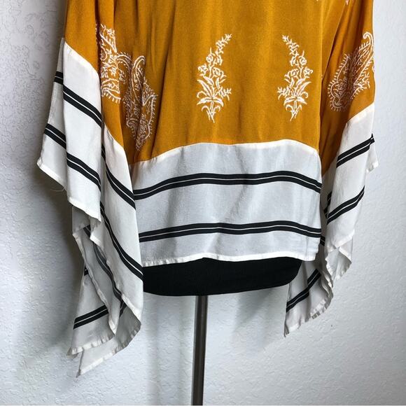 Anthropologie Floreat golden yellow embroidered striped kimono top size XS - Picture 16 of 16